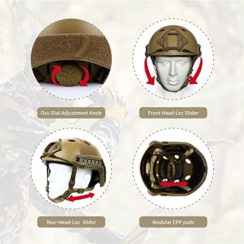 Fousam Tactical Airsoft Paintball Fast Helmet, Pj Type Tactical Multifunctional Protective Nvg Mount For Multicam Military Sports Hunting Shooting #TOP2