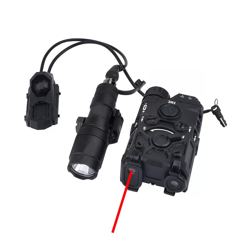 Nylon Box Aiming OG Laser Sights(with Red/Green/Blue Laser+IR Laser+White Flashlight), & M300A Strong LED Flashlight, & AX Modular Dual Wire Remote Pressure Switch(SF+Crane Plug) Combo,Black