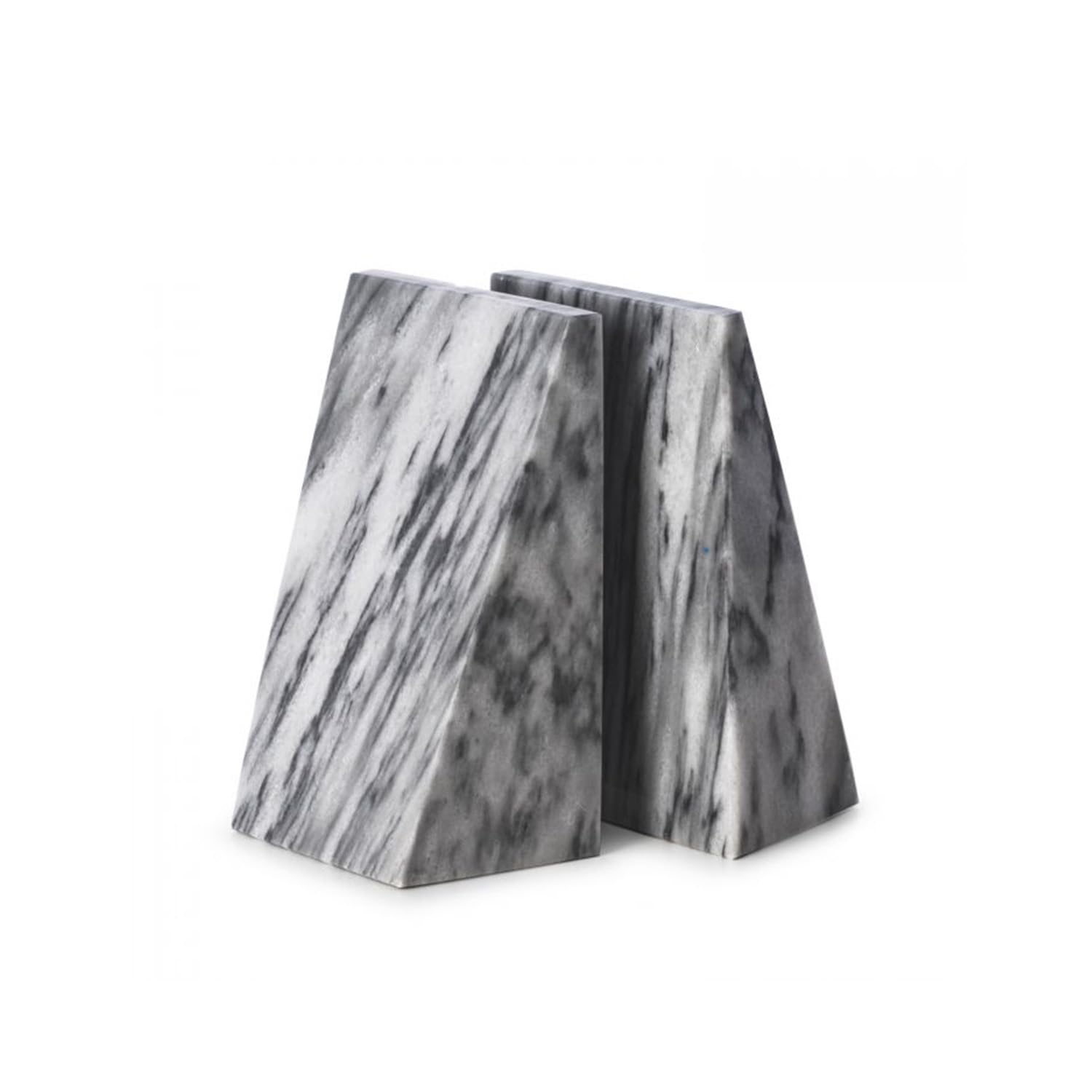 Bey-Berk Gray Triangular Marble Bookends – Heavy-Duty Wedge Design, Modern Office and Bookshelf Organizer