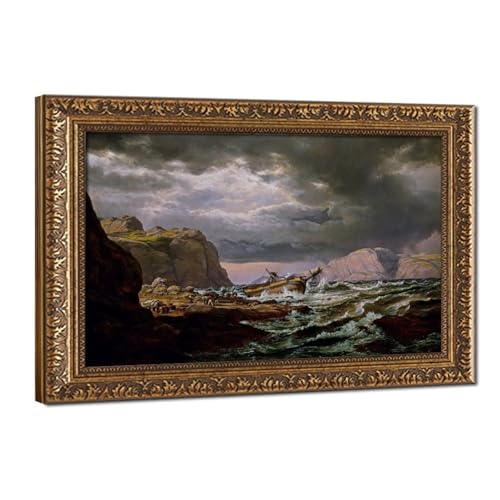 Toile épave de bateau Norvège J.C. Dahl | Tableau de maître suspendu 40x61cm
