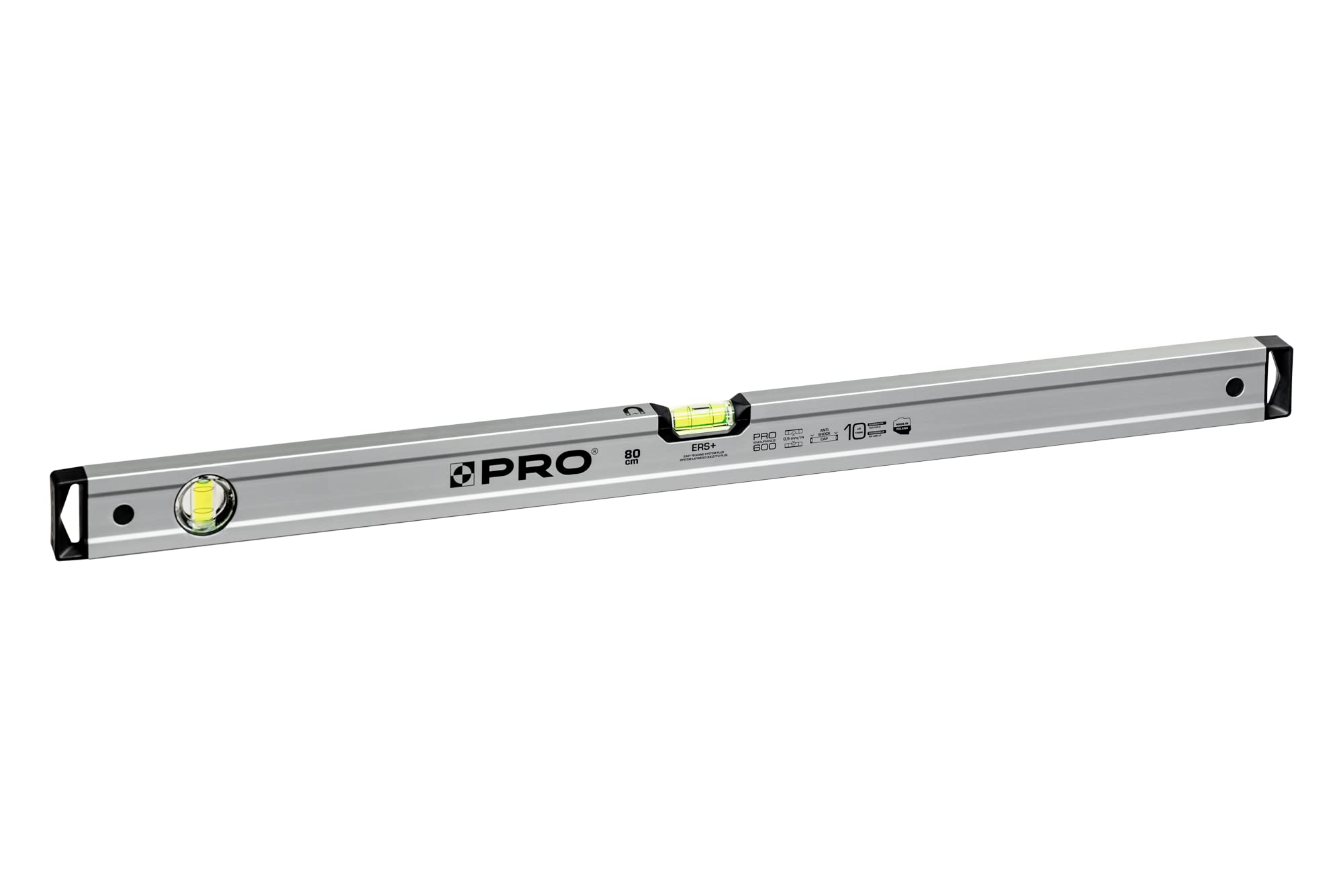 PRO 600 Endurance Lite poziomica - anodowana, magnesy, zdejmowane nasadki antywstrząsowe, ampułki poziome i pionowe, 80 cm