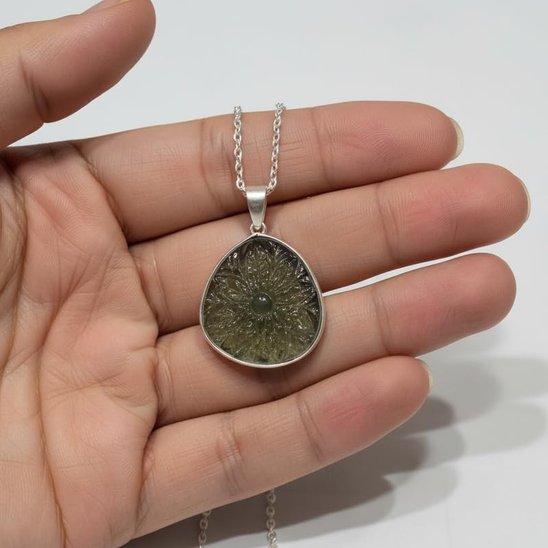 Pendentif quartz fumé véritable, collier chaîne maille câble 45 cm