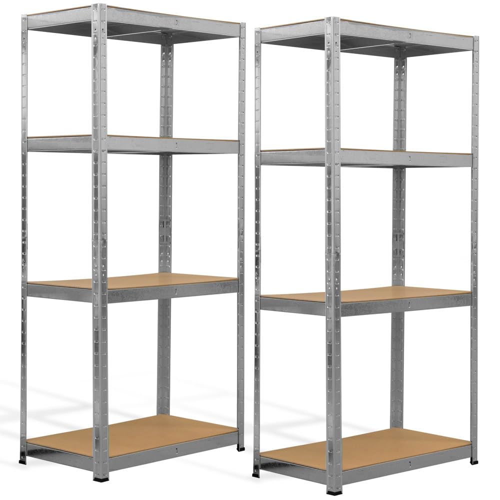 Doble Estantería de almacenamiento Cargas Pesadas - 160 x 160 cm - 640 kg - Estantería de garaje modulable, 4 Niveles, 8 Estantes