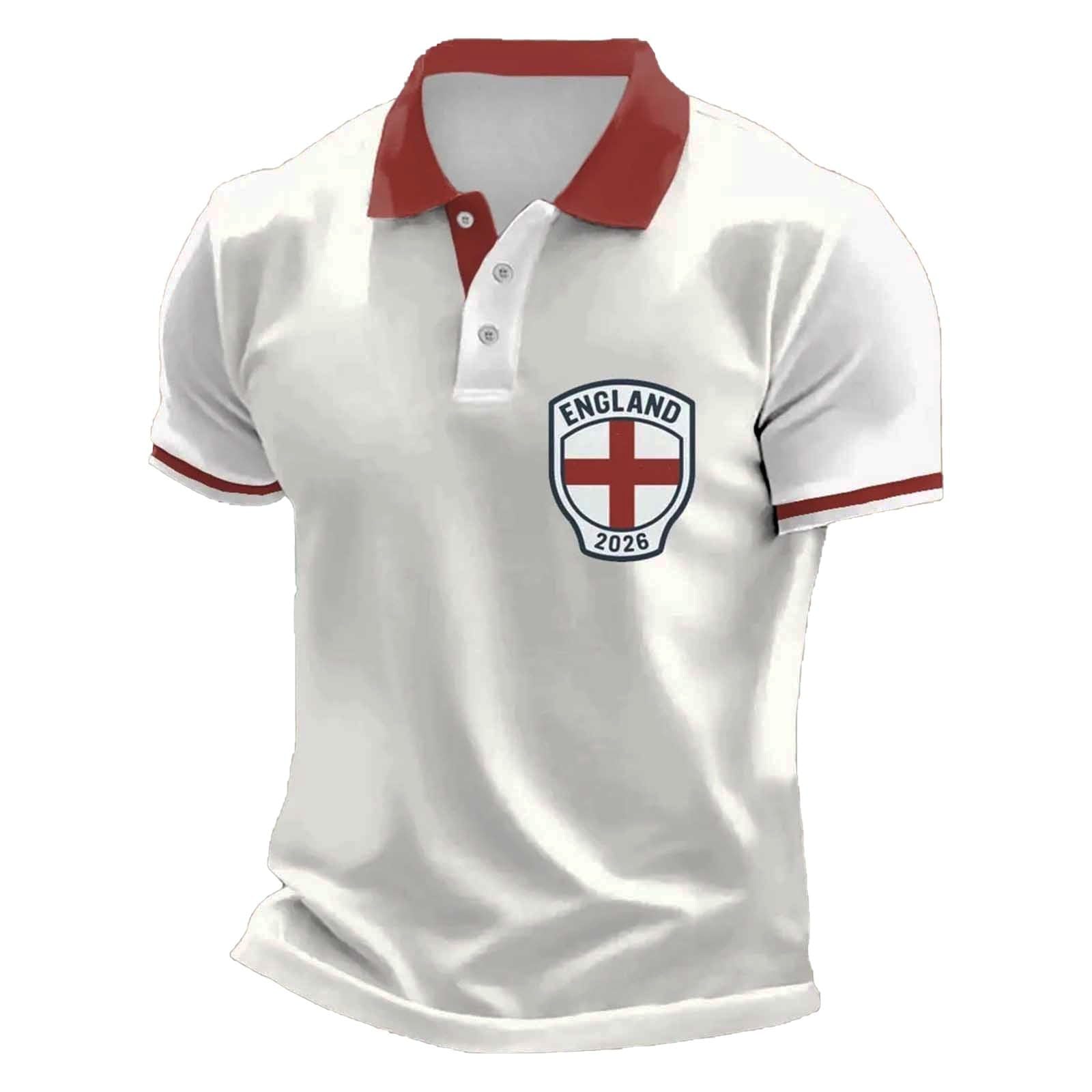 Polo de fútbol de Inglaterra para niños, camiseta de manga corta con cuello para niños, camiseta transpirable para fanáticos de los deportes