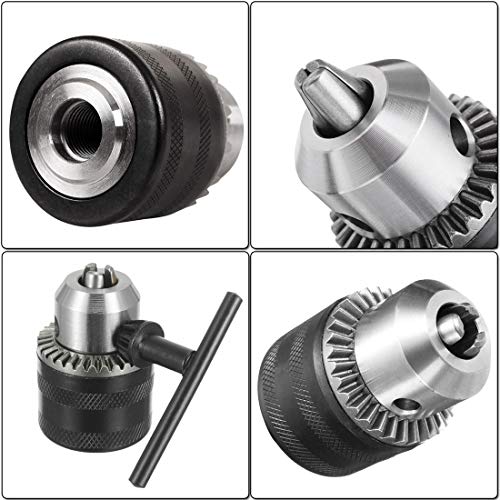 Hymnorq 3/8-24UNF Keyed Drill Chuck and Adapters Set of 5pcs, 1.5mm to 10mm Clamping Range, 3 Different Types of Shanks, to Turn Your Air Screwdriver, Hammer Drill and Impact Wrench into a Power Drill