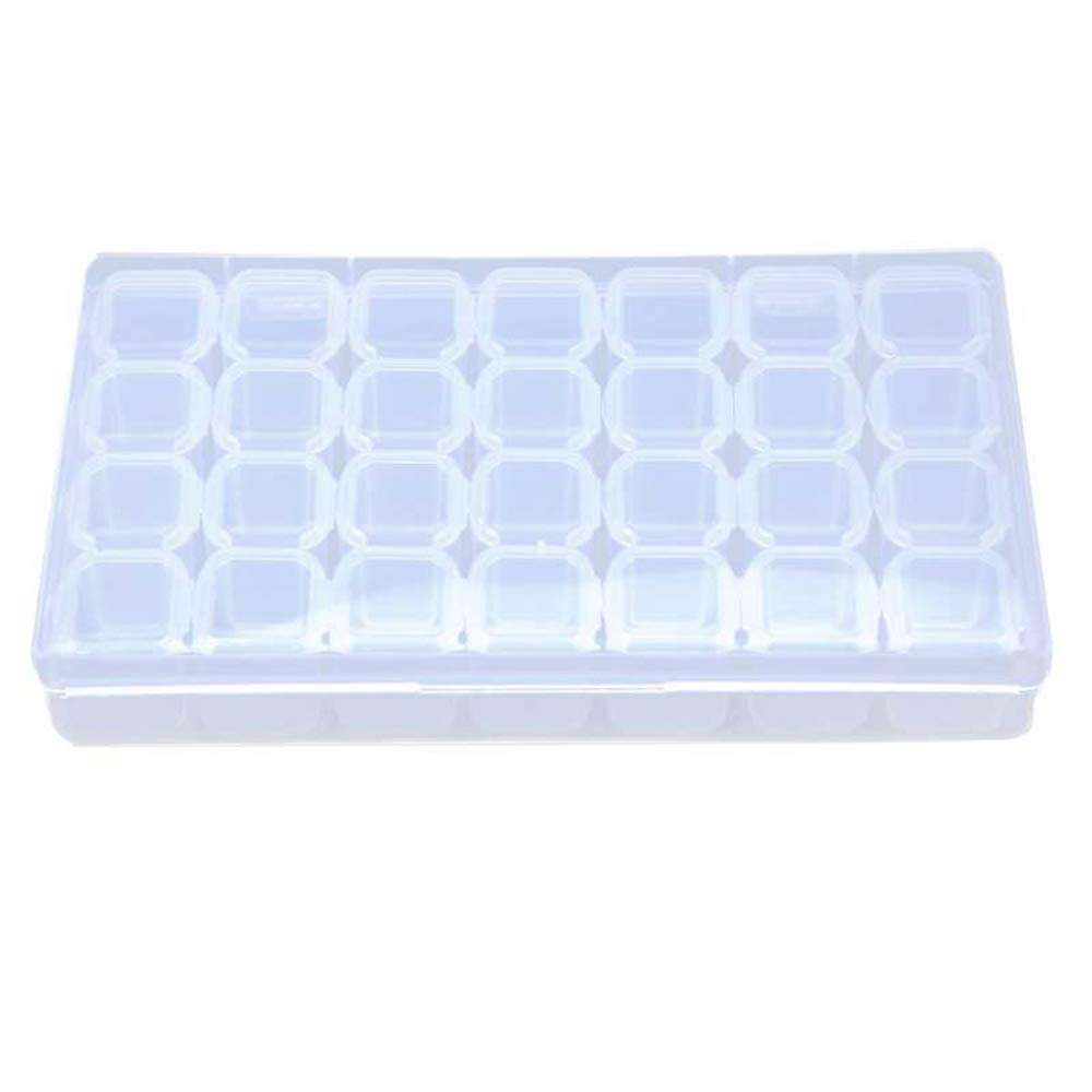 GZQ Jewelry Organizer 28 Grids Plastic Storage Box Container Display Case for Beads Nail Art Rhinestone Diamonds Earrings Necklace Rings Bracelets