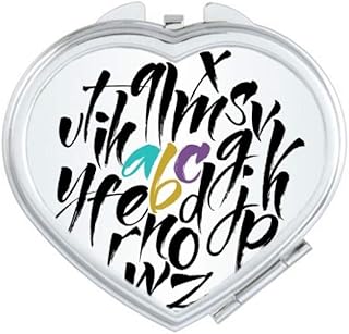 A To Z Alphabets Quote Style Mirror Heart Portable Hand Pocket Makeup