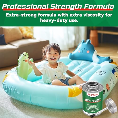 Vinyl Cement, High Strength Vinyl Glue, Waterproof PVC Cement, High Strength Pool Patch Repair Kit Underwater for a Variety of Inflatables, Pool Liners, Tarps, Hot Tubs, Air Mattresses(4.4oz)