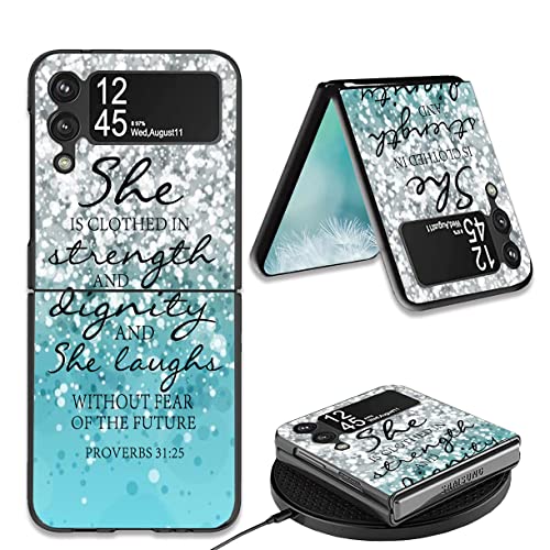 for Samsung Galaxy Z Flip 4 Case, Ultra-Thin Advanced Hard PC Non-Slip Shockproof Protective Cover, Suitable for Samsung Z Flip4 5G (2022) - Quotes Bible Verse Proverbs 31:25
