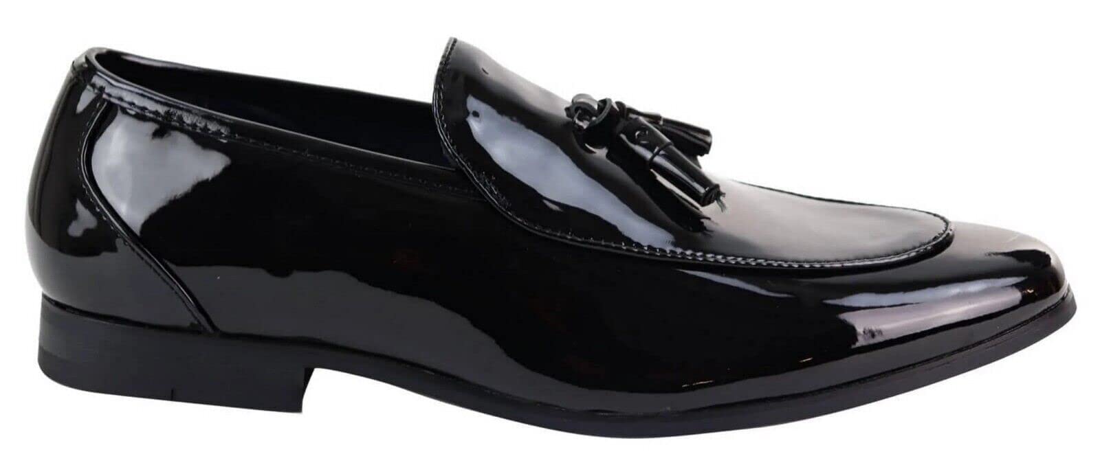 Mocassini da Uomo in Pelle Verniciata Nera con Nappa ClassicI Eleganti Slip On