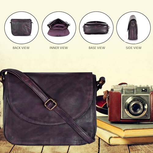 Image of Genuine Leather Shoulder Crossbody Purse For Women with Adjustable Strap, Mobile Pocket & Outside & Inside Zipper