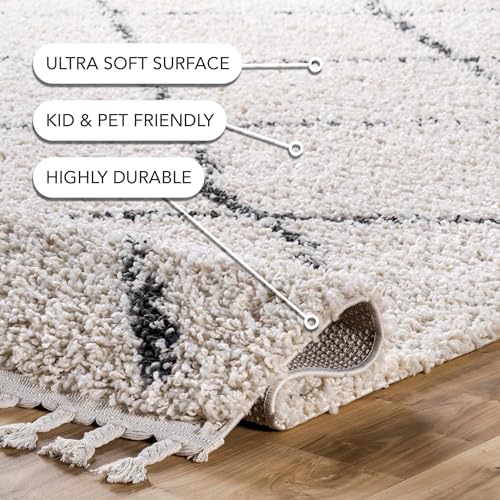 nuLOOM Jessie Moroccan Lattice Tassel Alfombra 5x8 Blanco miniatura 4