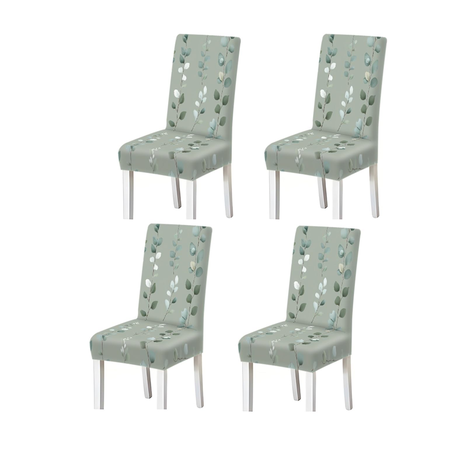 KXUAUV Sage Green Eucalyptus Leaf Botanical Print Stretch Dining Chair Covers, For Home Kitchen Dining Room Party, 2/4/6 PCS Seat Protectors for Restaurant Hotel Party(4PCSChair cover)