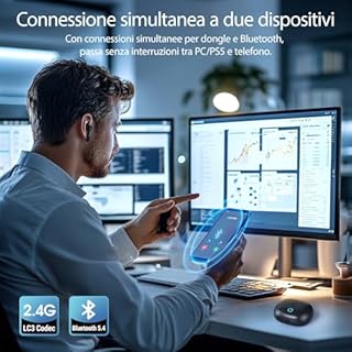 Middle Rabbit SW5 Cuffie gaming wireless con Bluetooth 5.4 e Doogle 2.4Ghz, Cuffie in-ear senza fili IPX4 impermeabile con microfono AI, Auricolari 20ms bassa latenza per PC Mobile PS5 PS4 Switch VR