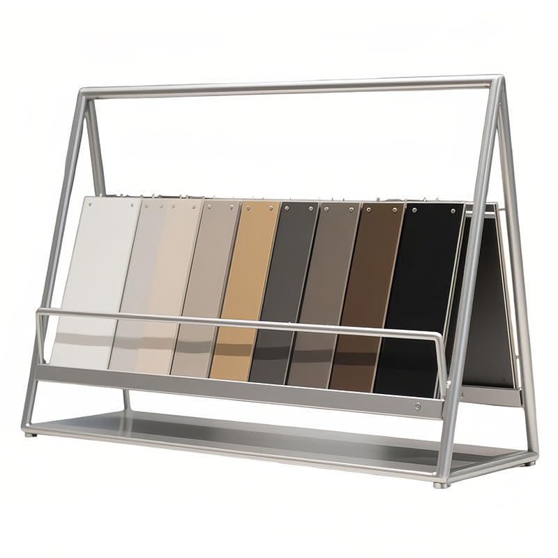 Présentoir Portable à 3 Niveaux en métal Double Face pour Carreaux, idéal pour Les Salons Professionnels - Présentoir d'échantillons sur Pied pour matériaux de Construction (60 x 15 x 35 cm)