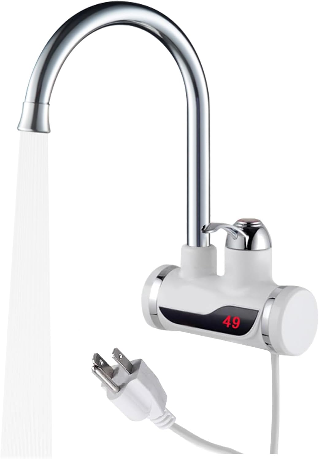 110V Instant Tankless Electric Water Heater Faucet 360° Rotating Hot Water Faucet with LED Digital Display Fast Heating Tap for Kitchen Bathroom Big Under Bend