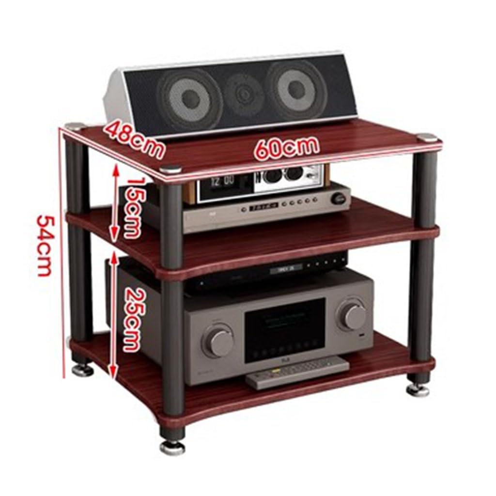 Meuble audio Hi-Fi marron à 3 niveaux en MDF modulable pour équipement TV et salon