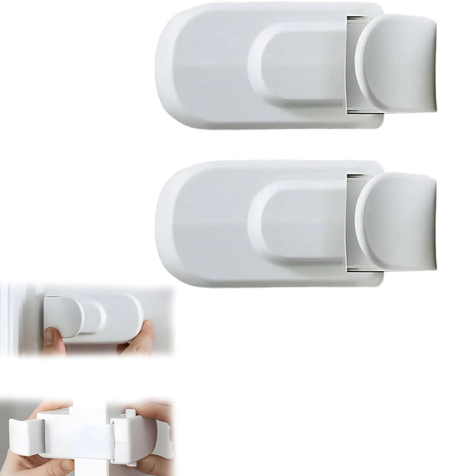 Snap On Door Locks for Kids Can't Reach or Defeat, Child Proof Door Locks No Drill No Adhesive Baby Proof Door Latches,Pet Proof Door Stopper for Toddlers Cats & Dogs, Fits 1-3/8" Thick Doors (2PCS)