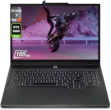Lenovo Legion 5 Gen 10 Gaming Laptop, AMD Ryzen 7-260, 16 GB DDR5 RAM, 1 TB PCIe SSD, 15.1" WQXGA (2560x1600) Display, Nvidia G-Force RTX 5060, 24-Zone RGB Backlit Keyboard, W11 Home, Eclipse Black