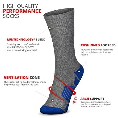 ChalkTalkSPORTS Custom Team Number Mid-Calf Crew Socks | Athletic Socks Gray & Blue2