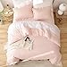 JANZAA Full Size Comforter Pink Comforter Set 3PCS 1 Ruffled Comforter Set and 2 Pillow Cases Blush Pink Bed Set Vintage Farmhouse Shabby Chic Bedding Soft All Season