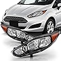ACANII - For 2014-2018 Ford Fiesta Black Housing Headlights Front Headlamps Assembly Replacement Driver & Passenger