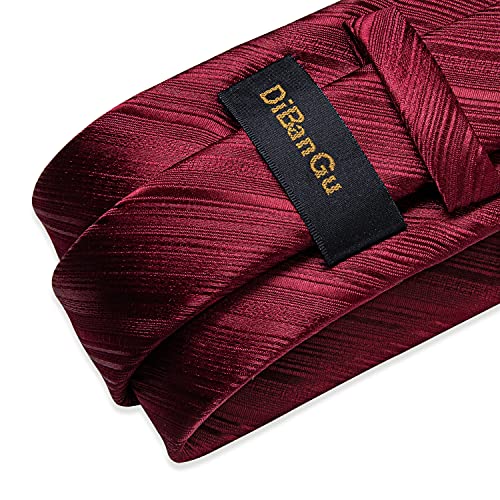Image of DiBanGu Mens Silk Necktie Solid Color Tie and Pocket Square Cufflink Tie Clip Set Woven Plain Ties for Men Wedding Party