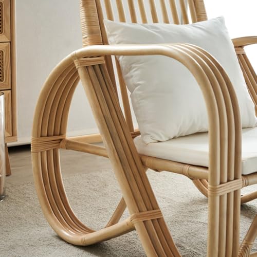 NEBE Lounge Sofa Rattan Recliner Small Sofa Balcony Rocking Chair Home Living Room Leisure Nap Chair Recliner Lounge Sofa for Bedroom - Image 7