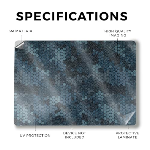Image of Glossy Glitter Laptop Skin Compatible with Alienware M18 R2 (2024) - Blue Hexa Camo - Premium 3M Vinyl Protective Wrap Decal Cover - Easy to Apply | Crafted in The USA by MightySkins