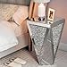 IKIFLY Mirrored Nightstand with Large Square Tabletop, Silver End Table with Crushed Diamonds, Modern Accent Beside Table for Living Room, Bedroom and Office