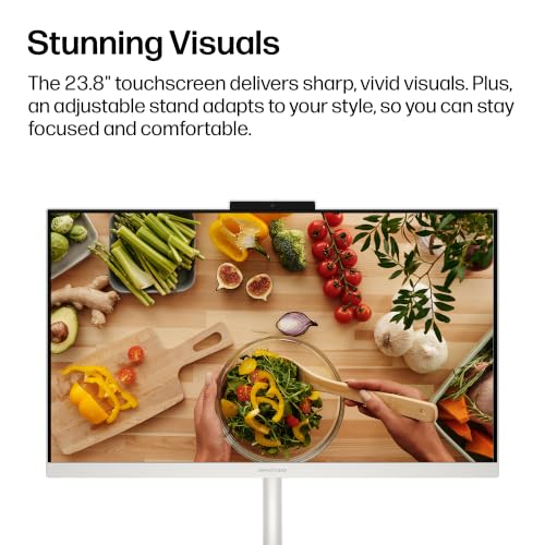 Image of HP OmniStudio 23.8 inch All-in-One Desktop PC, FHD Display, AMD Ryzen AI 3 30, 8 GB RAM, 512 GB SSD, AMD Radeon Graphics, Windows 11 Home, Cotton White, 24-cv0430 (2026)