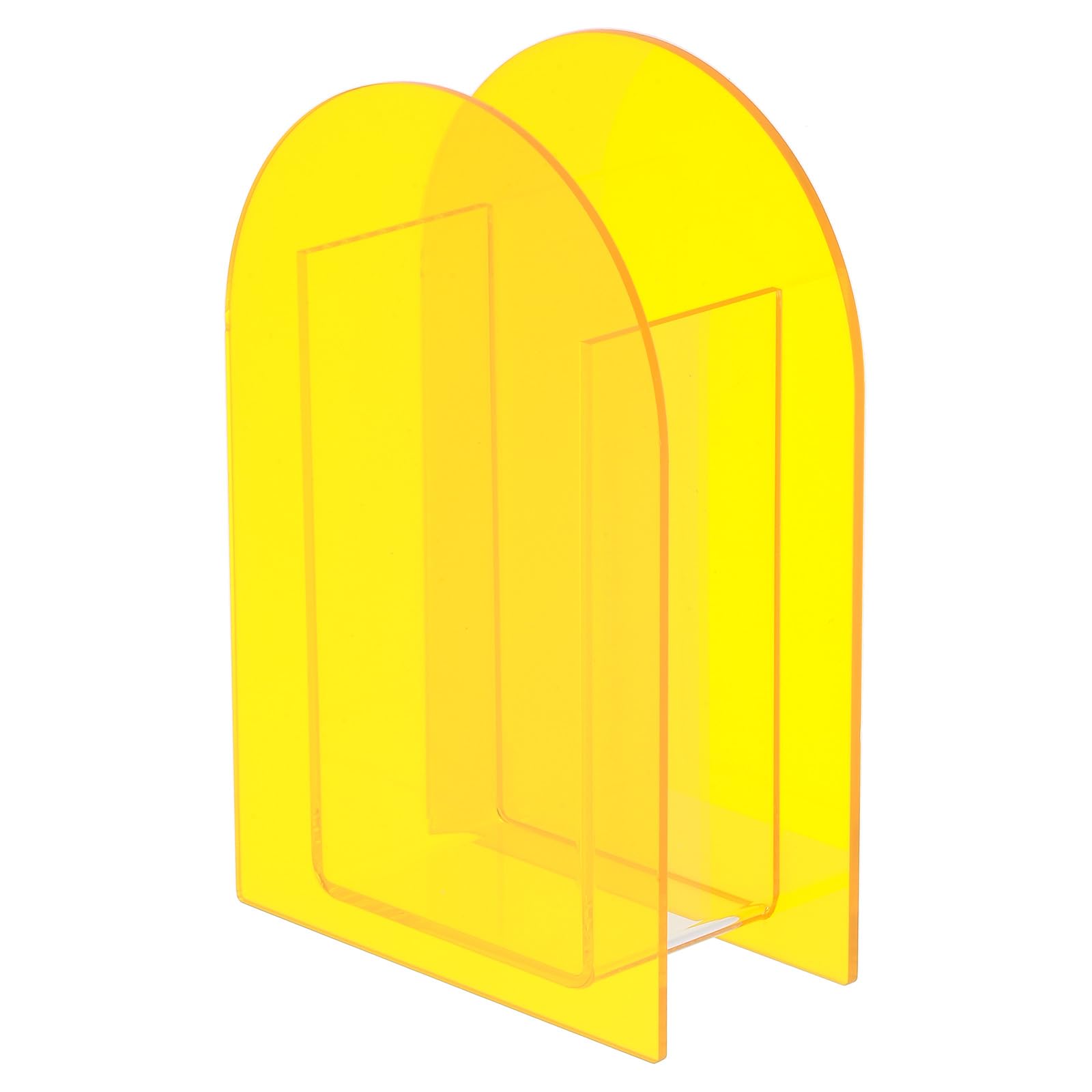PATIKIL 5x2x7" Acrylic Vase, Arch Acrylic Floral Vase Clear Geometric Plastic Decorative Vase for Table Centerpiece Home Decor, Yellow