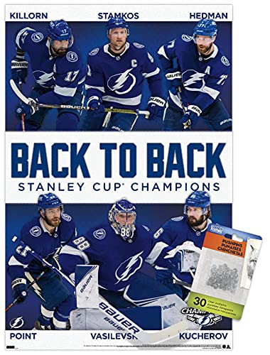 NHL Tampa Bay Lightning - 2021 NHL Stanley Cup Champions Wall Poster with Push Pins
