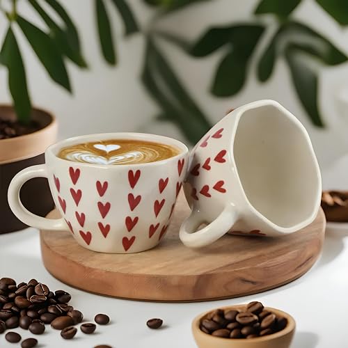 Zara Decor Center | Ceramic Handpainted Heart Mug | Coffee Mug, Heart Cup | Tea Cup, Mug for Coffee | Aesthetic Tea Cup | Cups Ceramic Heart | Bubble Cup | 300 ml (Pack of 2) (B0CLKQF36G) Amazon Price History, Amazon Price Tracker