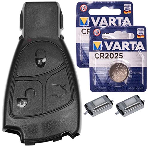 Kit de réparation Voiture Kit clé 3 Boutons + Batterie + Boutons Compatible avec Mercedes W211 W208 W164 W639 R230 Cover