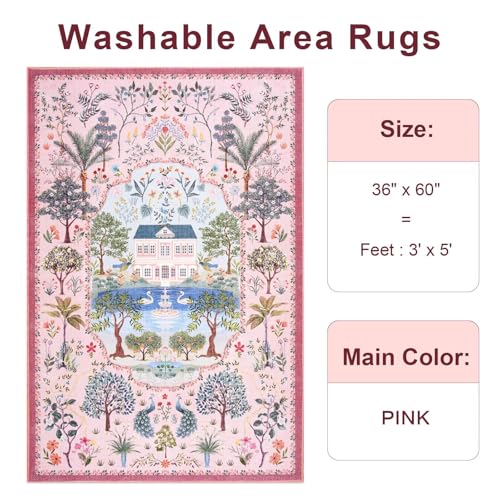 Tapete Decorativo Vasofe 3x5 Rosa Bajo Pile miniatura 6