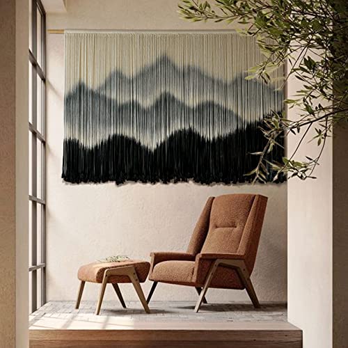 IOWER Macrame Wall Hanging Mountain Dip-Dyed Macrame Wall Decor Large Modern Fiber Art Boho Wall Decor 57' Wx35 L