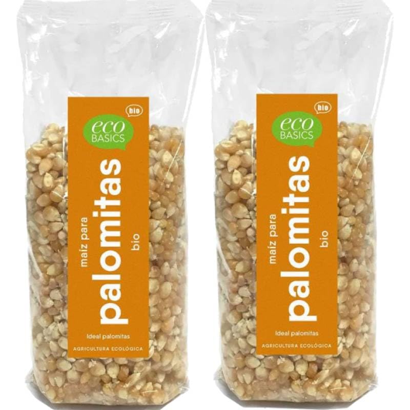 Pack 2 x Maíz para Palomitas EcoBasics Bio 500 g (1 kg total) – Grano ecológico para hacer palomitas caseras, textura crujiente, ideal para olla o palomitera, sabor natural