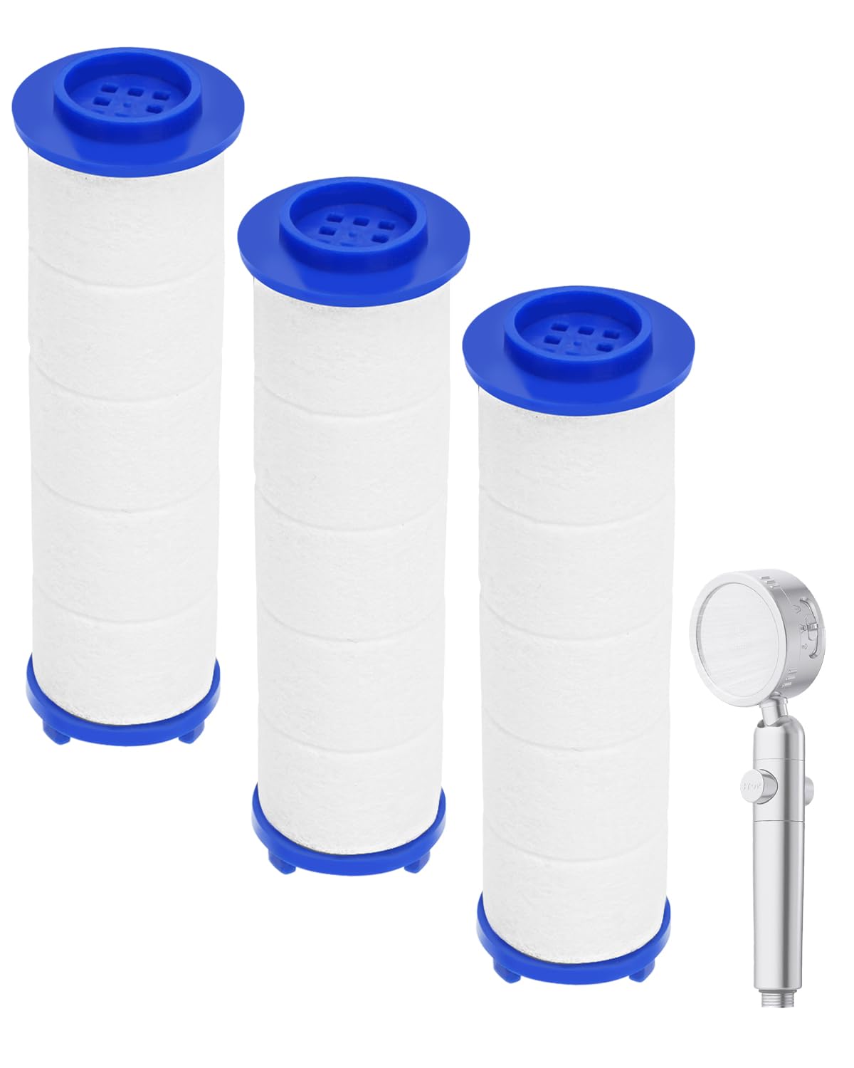 KEEPOW シャワーヘッド用カートリッジ 8×2.4cm 塩素除去 節水 浄水 シャワーフィルター交換用 shower head filter 【3個セット】(塩素除去フィルター)
