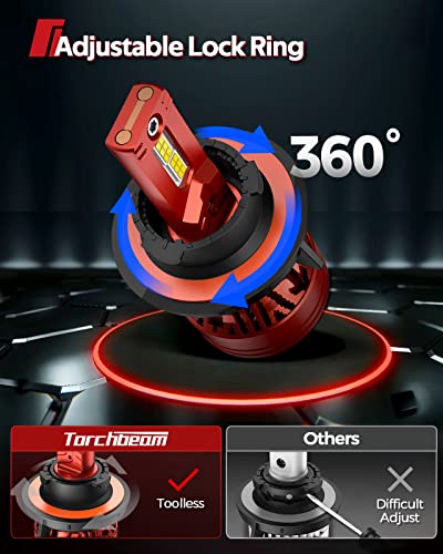 Torchbeam H13/9008 Led Bulbs 130W 33000Lm, 900% Ultra Brightness,60000Hrs Lifespan,6500K Cool White H13 Led Bulb, Plug And Play Halogen Replacement Kit, Pack Of 2 #TOP6