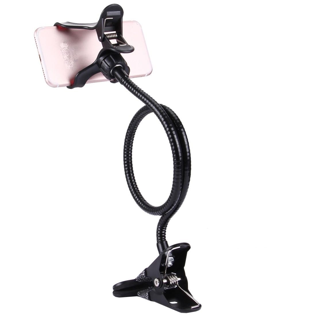 Soporte Brazo Metal Flexible con Pinza para Teléfono y Base con Clip. Multifunción: Escritorio, Cabecero Cama, Coche, Sofá para Vivo Y33T (2022) - Negra
