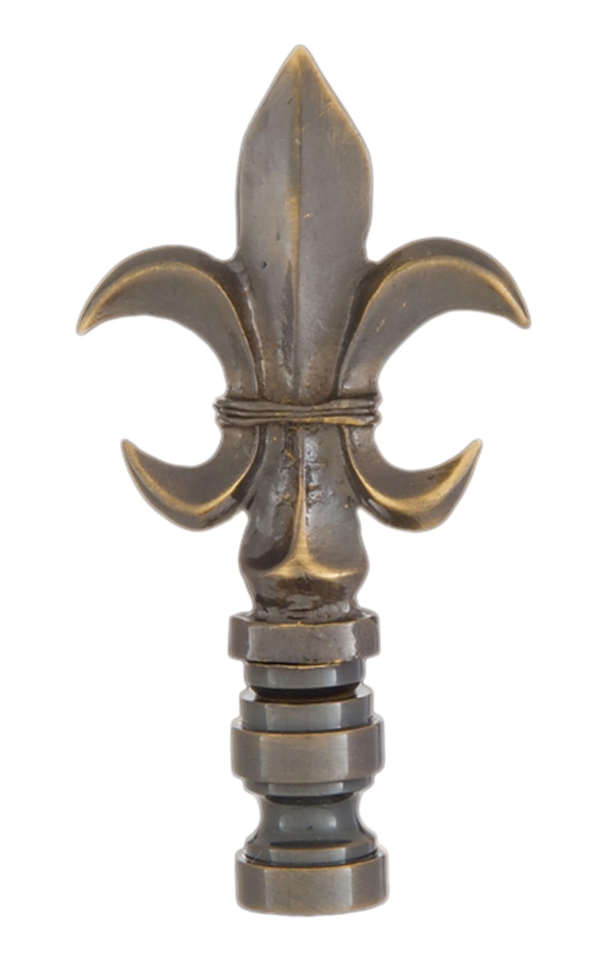 B&amp;P Lamp® Fleur De Lis Design, Cast Metal Finial, Antique Brass Finish