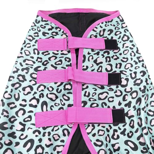 Image of Jeffers Expression Softmesh Combo Neck Horse Fly Sheet w /Attached Neck Cover, 66 inch, Breathable Mesh Horse Blanket, Adjustable Belly Straps, Tail Flap, Lightweight Fly Protection Sheet - Party Cheetah