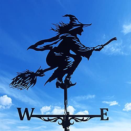 image for DlbvFoy Metal Weather vanes Black Witch Shape Weathercock 75x40cm，Wi