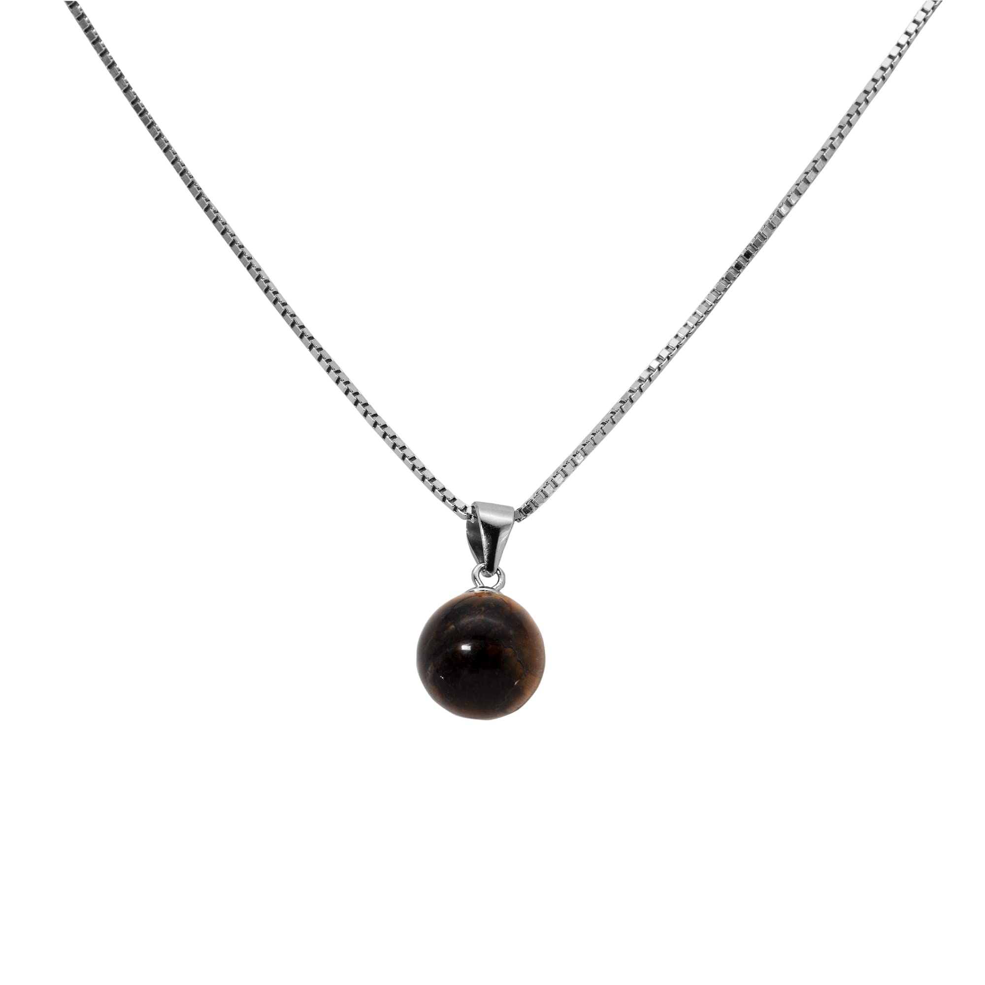 Venezianer Kette Halskette Perlenanhänger Tigerauge 925 Sterling Silber Damen Herren Halskette