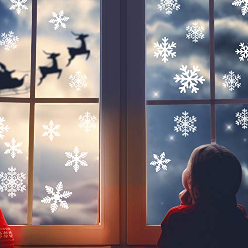 Naler 96 sneeuwvlokken raamdecoratie, afneembare raamdecoratie, statisch hechtende pvc-stickers, winterdecoratie - Image 8