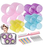 4 Sizes Rollers Hair Curlers, 38 Pcs Set Jumbo Hair Rollers 25mm 36mm 48mm 60mm Self Grip Hair Ro...
