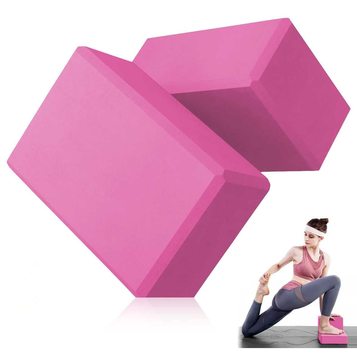2 Pezzi Blocchi Yoga, Schiuma EVA Mattoni Fitness Yoga Blocks Alta Densità e Antiscivolo per Migliorare forza Equilibrio e Flessibilità Mattoncini Leggeri per Pilates
