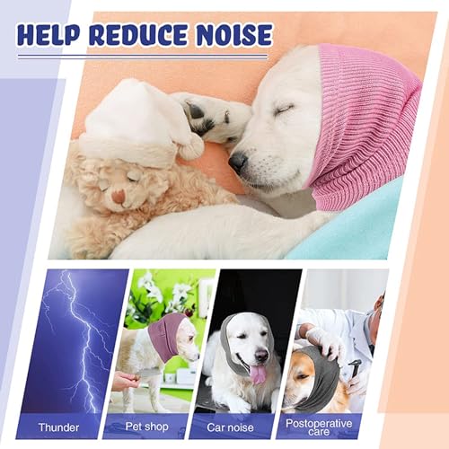 Image of Anti-Anxiety Ear Cover Neck Gaiter Calming Dog Head Covers Noise Reduction Ear Cover Snood Red-M