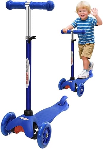 ChromeWheels Scooter para niños, scooter de lujo de 3 ruedas para niños pequeños, 4 deslizadores de altura ajustable con scooters, inclinado para